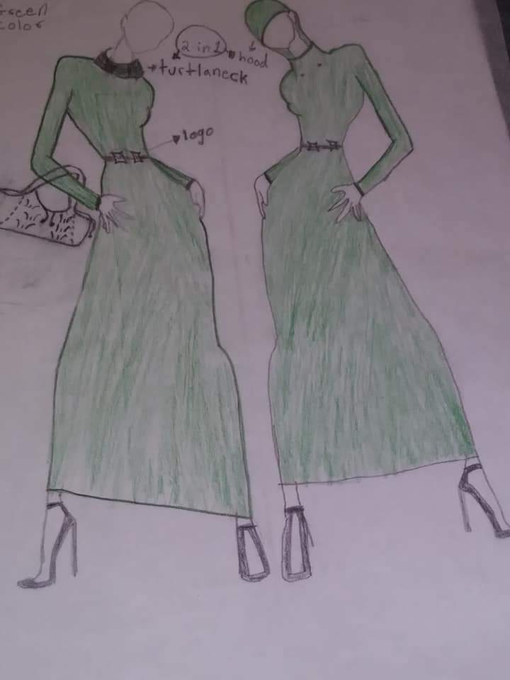 A dress hand designed by May fils drawing picture