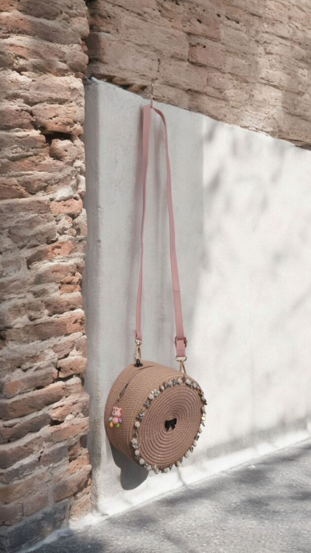 May Fils Crossbody Handbag - Handmade Everyday Bag with Adjustable Strap and Boho Charm Accents