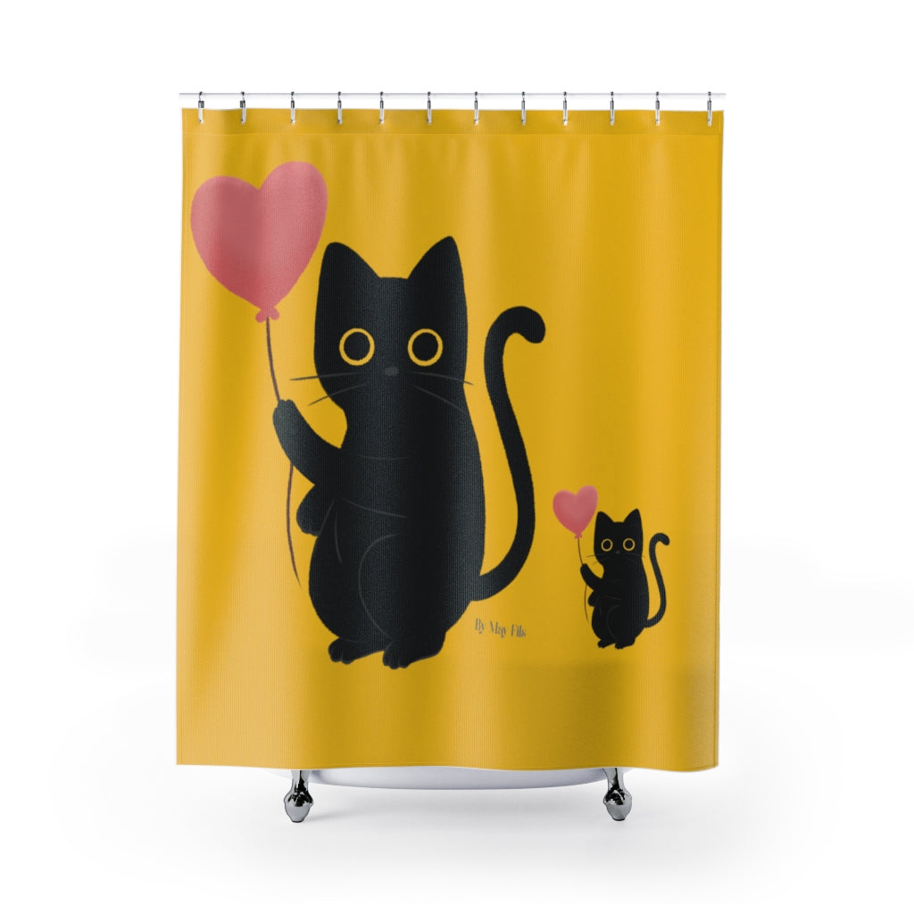 Yellow Shower Curtains 2 cats