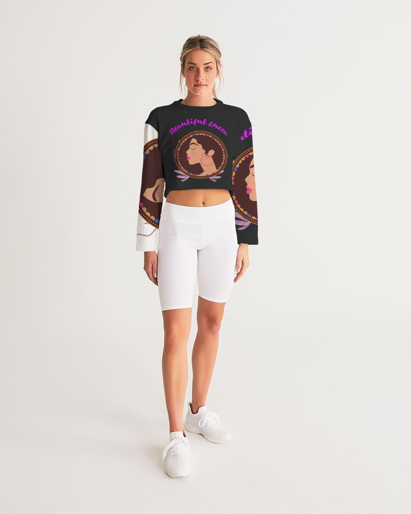 Black Beautiful queen Women's Cropped Sweatshirt