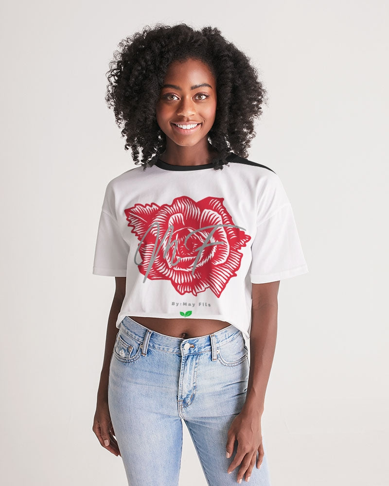 MF Logo Red Women's Lounge Cropped Tee