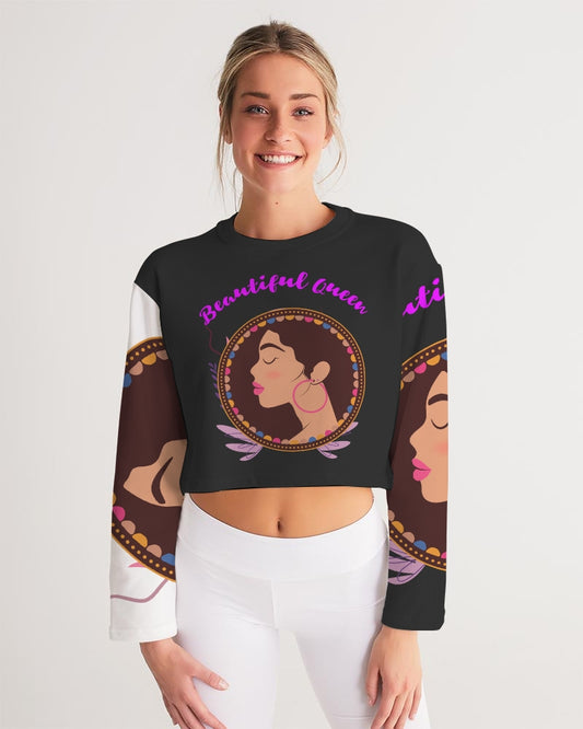 Black Beautiful queen Women's Cropped Sweatshirt