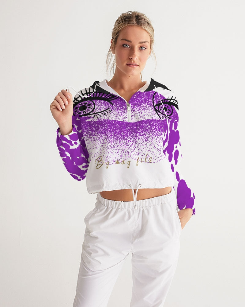 Eye and lip 3 Women's Cropped Windbreaker