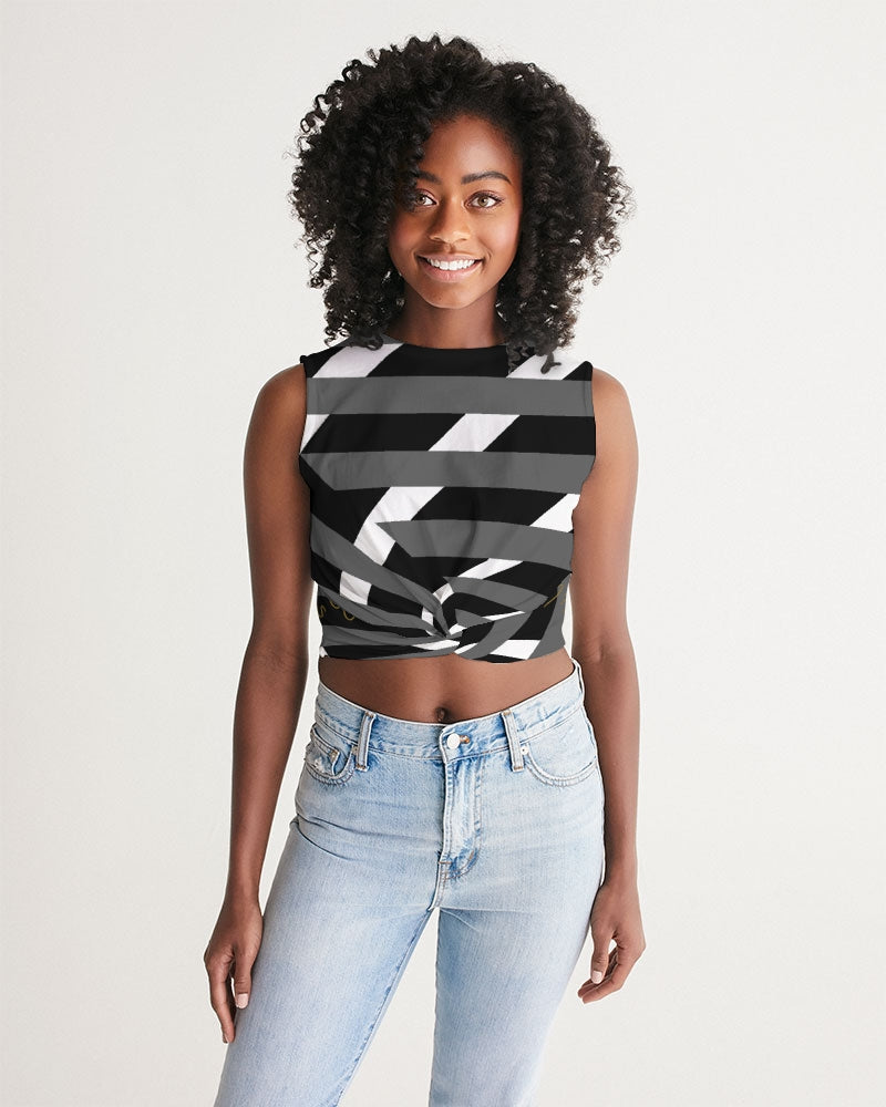 Black and white Women's Twist-Front Tank