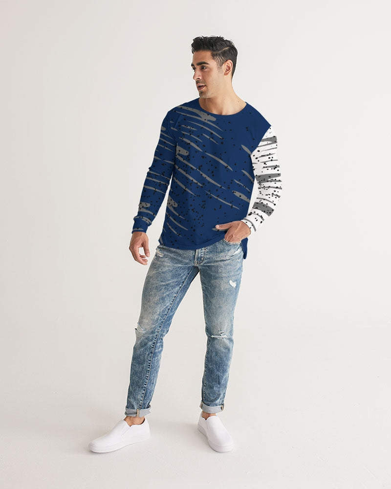 Blue White Men's Long Sleeve Tee