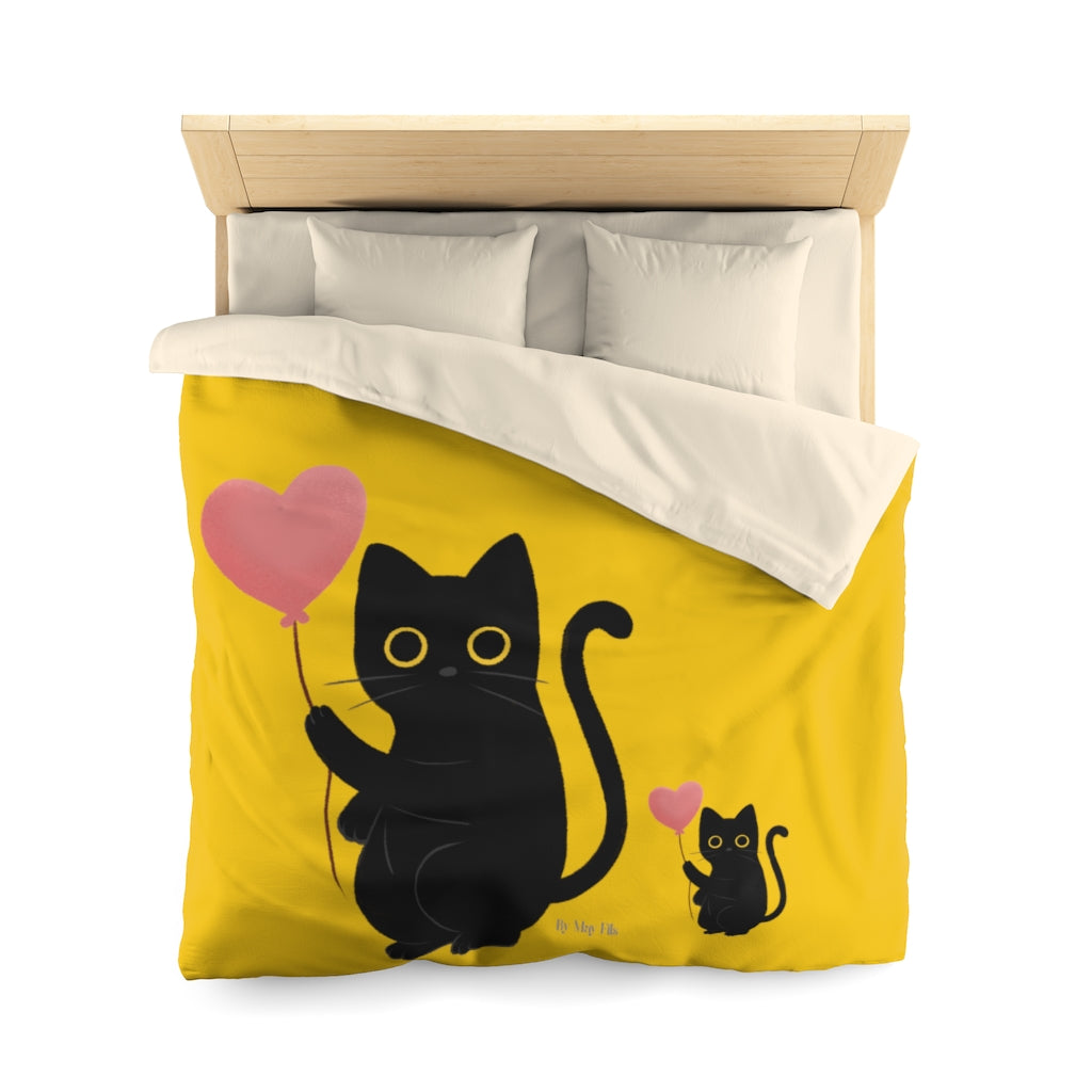 Yellow Microfiber Duvet Cover 2 cats