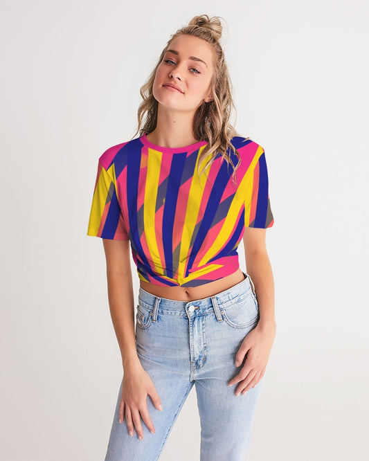 Pop art Women's Twist-Front Cropped Tee