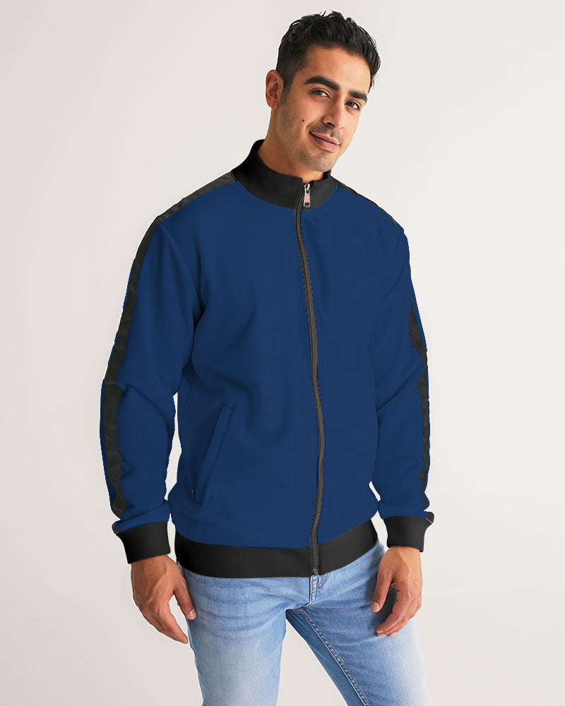 Blue black Men's Stripe-Sleeve Track Jacket