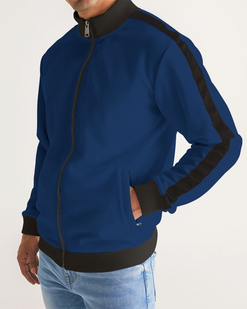 Blue black Men's Stripe-Sleeve Track Jacket