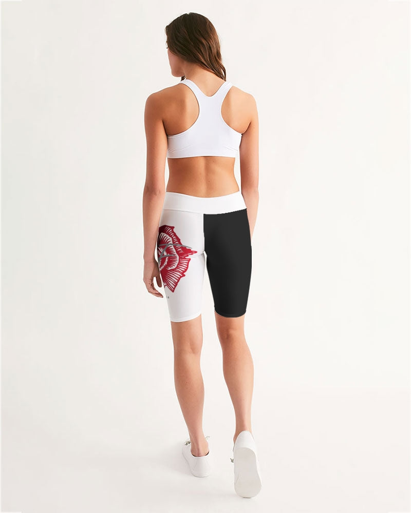 MF Logo Red Women's Mid-Rise Bike Shorts