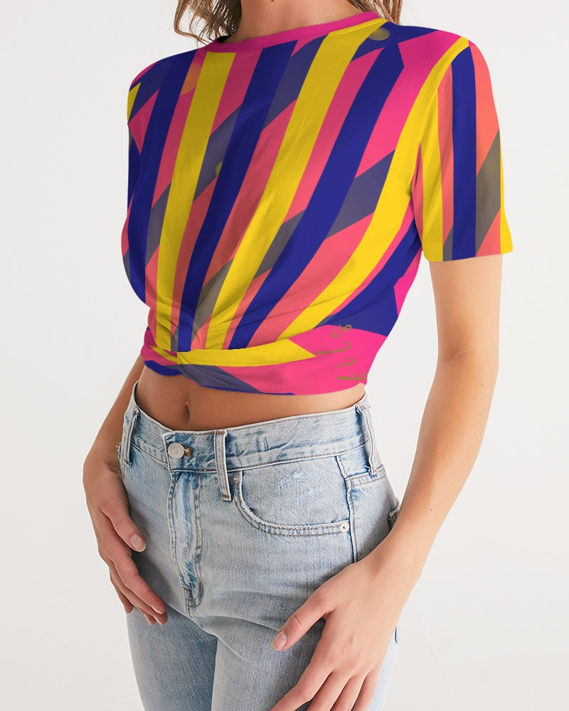 Pop art Women's Twist-Front Cropped Tee