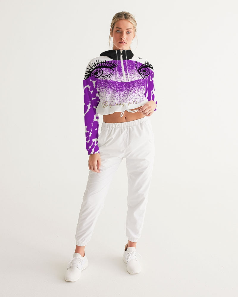 Eye and lip 3 Women's Cropped Windbreaker