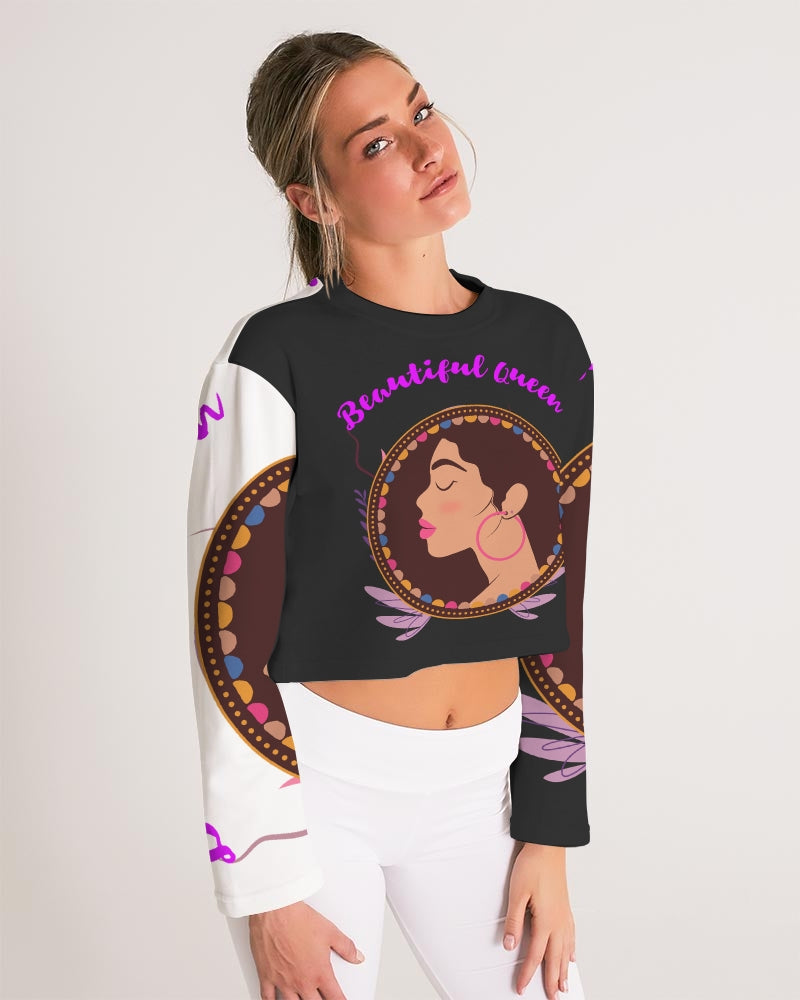 Black Beautiful queen Women's Cropped Sweatshirt