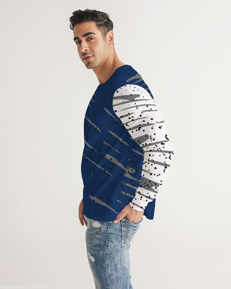 Blue White Men's Long Sleeve Tee