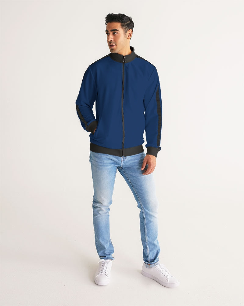 Blue black Men's Stripe-Sleeve Track Jacket