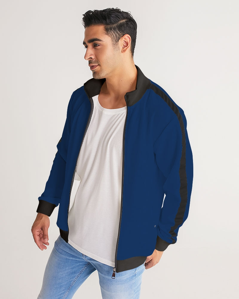 Blue black Men's Stripe-Sleeve Track Jacket