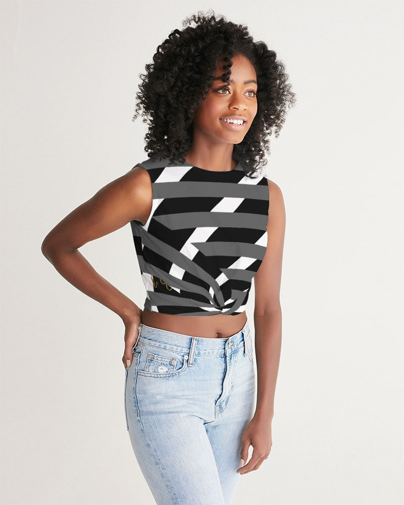 Black and white Women's Twist-Front Tank