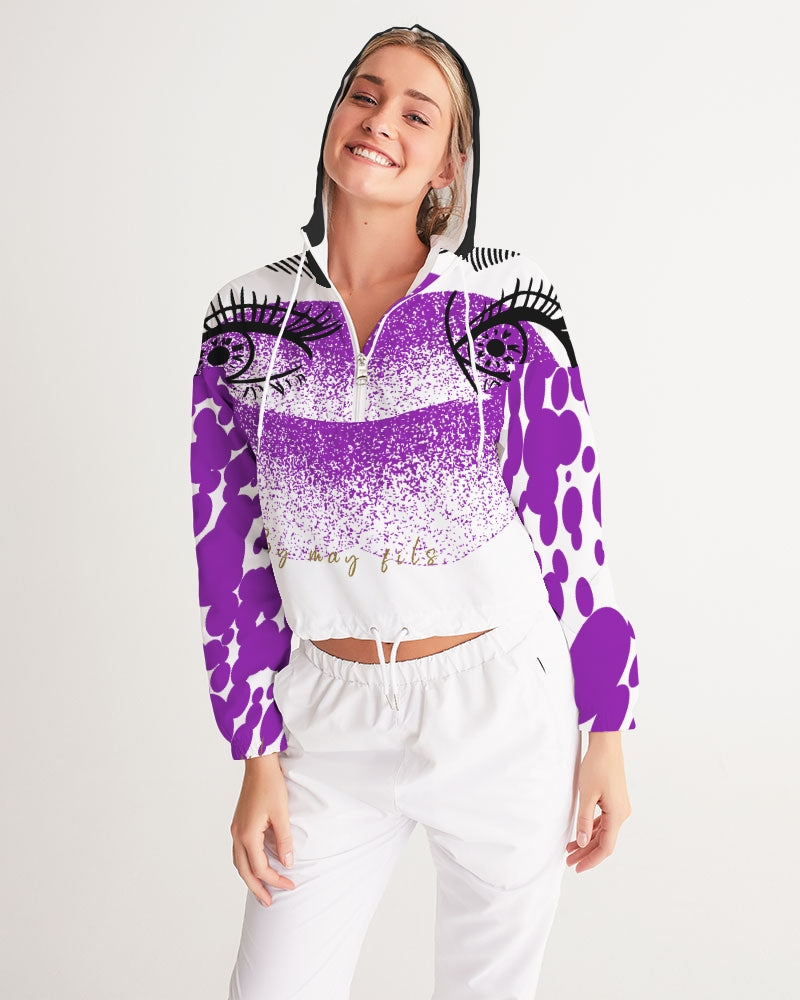 Eye and lip 3 Women's Cropped Windbreaker