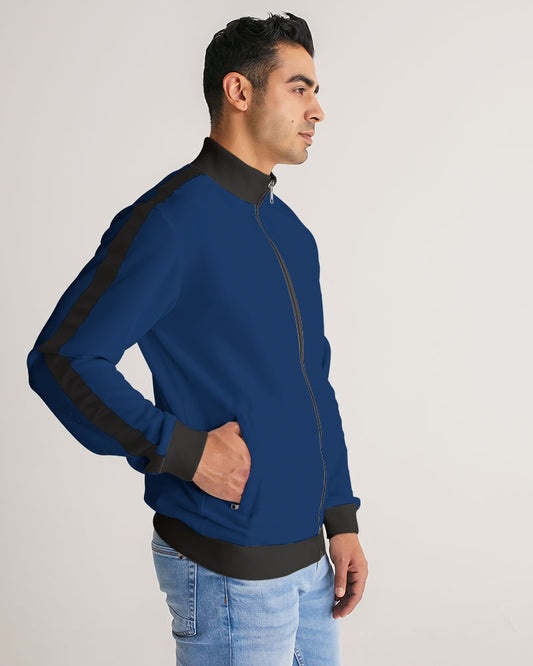 Blue black Men's Stripe-Sleeve Track Jacket