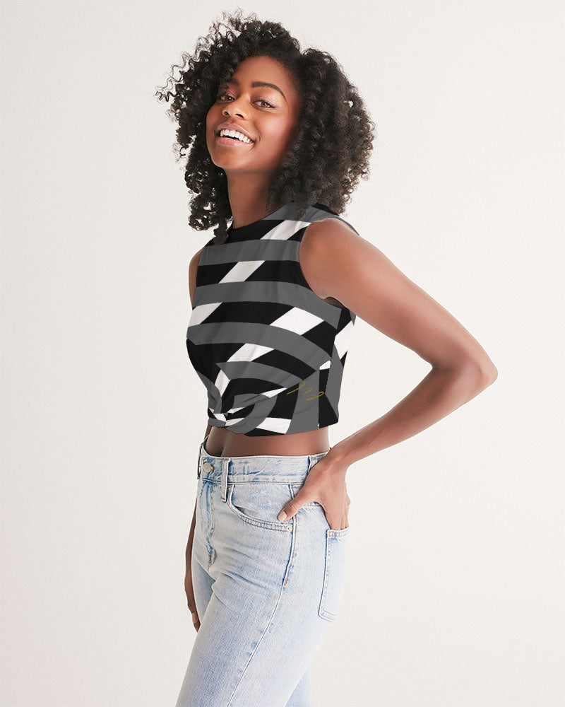 Black and white Women's Twist-Front Tank