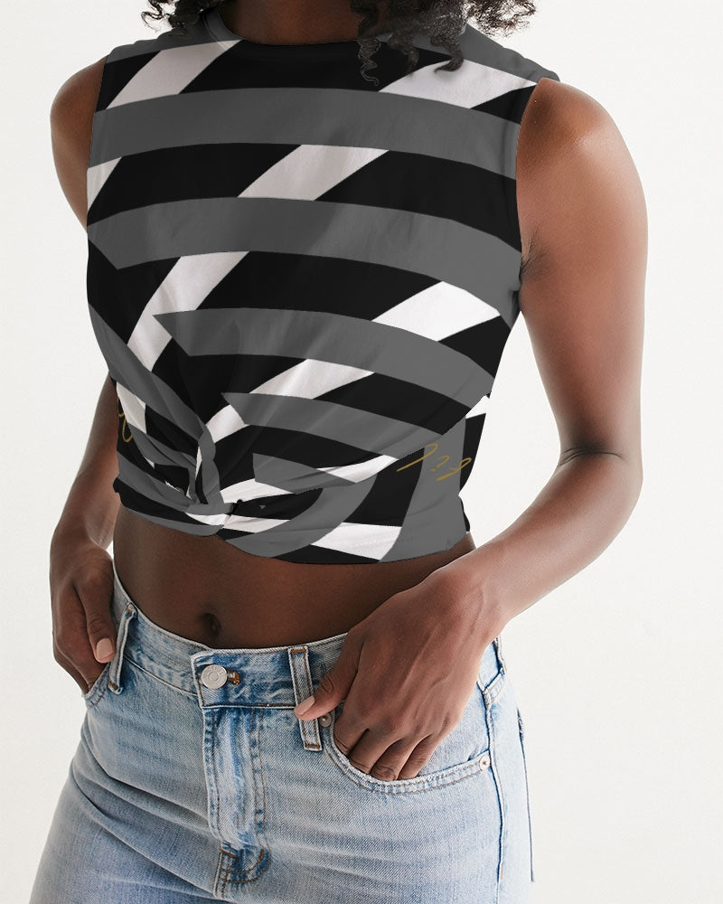 Black and white Women's Twist-Front Tank