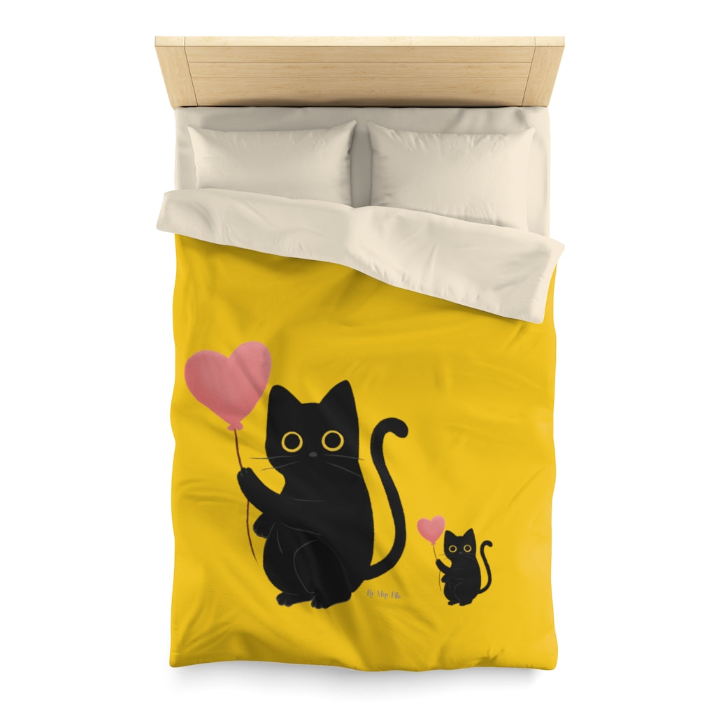 Yellow Microfiber Duvet Cover 2 cats