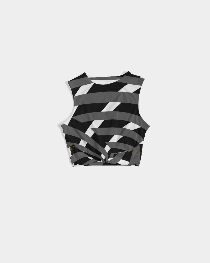 Black and white Women's Twist-Front Tank