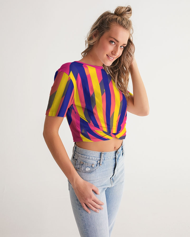 Pop art Women's Twist-Front Cropped Tee