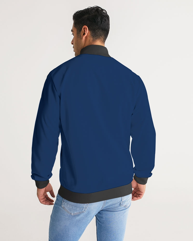 Blue black Men's Stripe-Sleeve Track Jacket