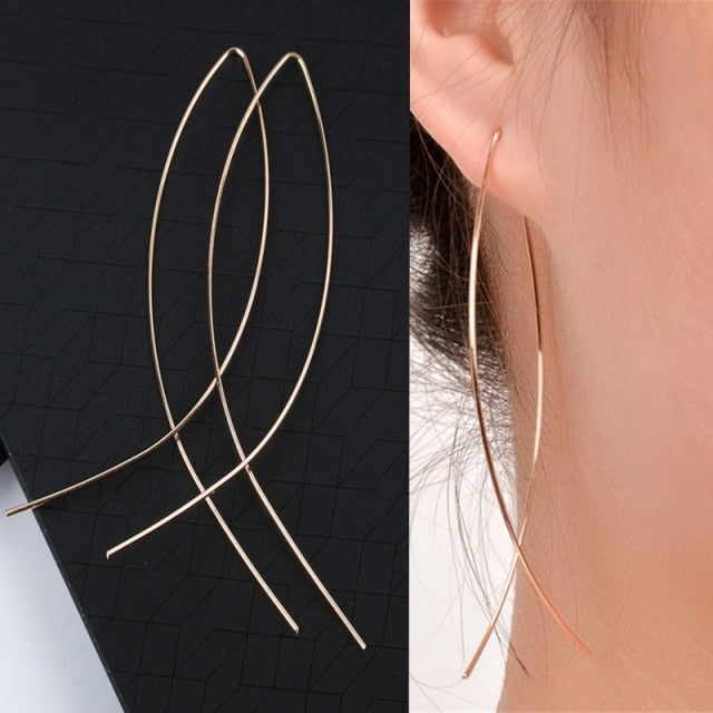 White Round Hoop Earrings Gold Color