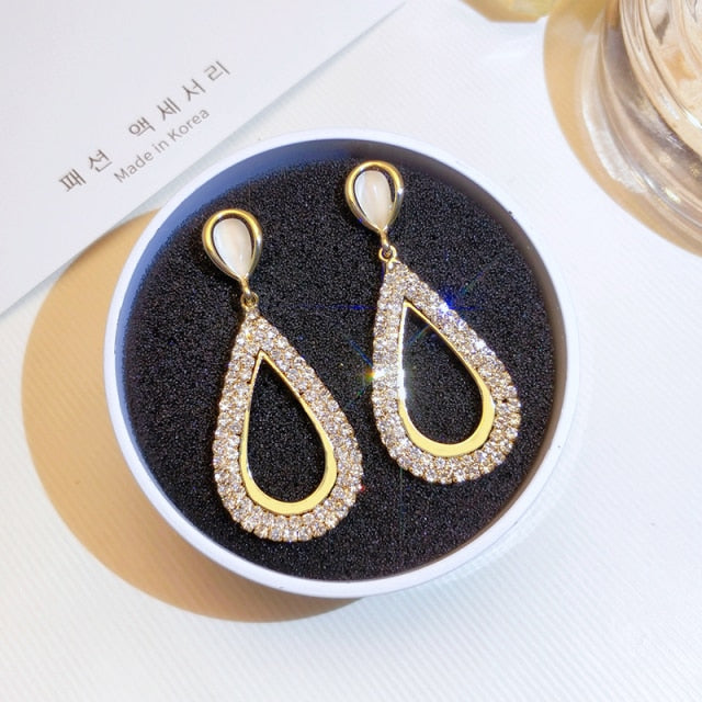 White Round Hoop Earrings Gold Color