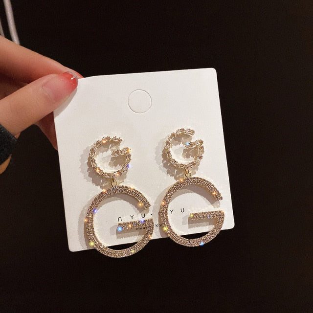 White Round Hoop Earrings Gold Color