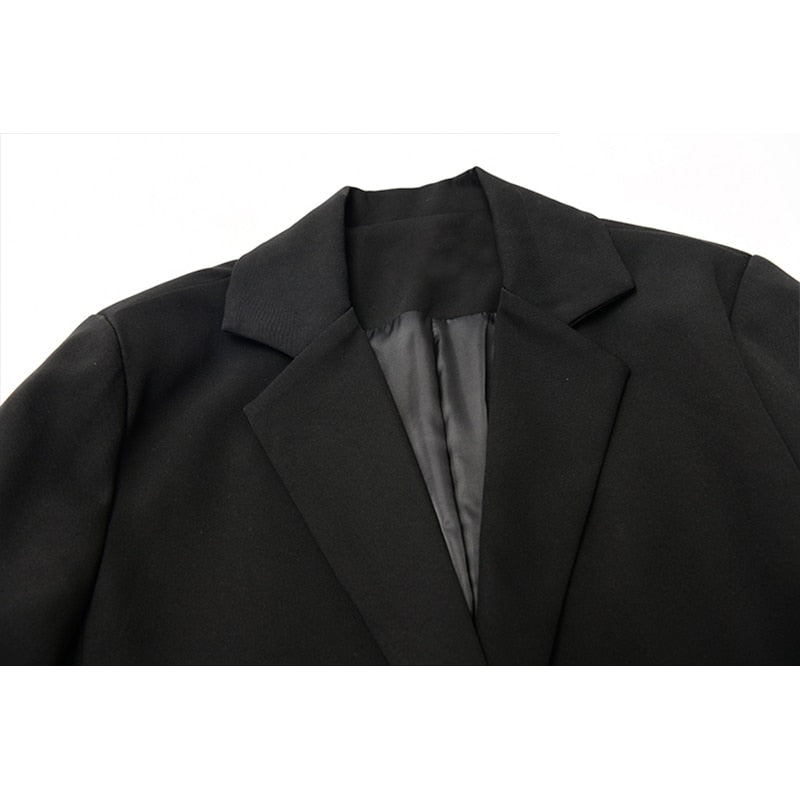 👚Black Long Sleeve Suit Coats Jacket With Waist Bag